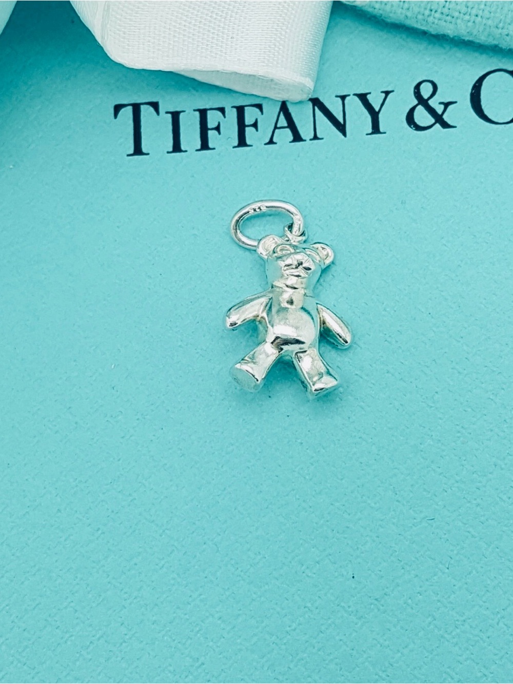 Tiffany & Co. Rare Retired Sterling Silver Teddy Bear Charm Pendant - Picture 2 of 7